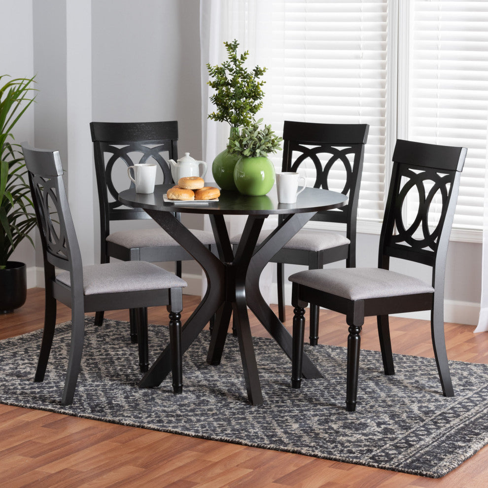 Rainier 5-Piece Dining Set, Gray/Dark Brown