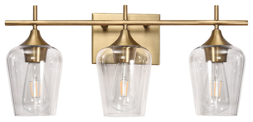 Modern Bathroom Dimmable Vanity Light, Gold, 3 Light