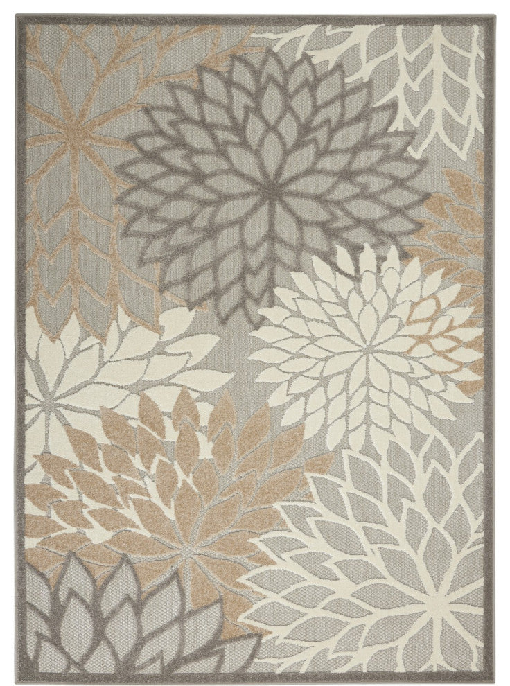 5' X 8' Gray And Ivory Indoor Outdoor Area Rug