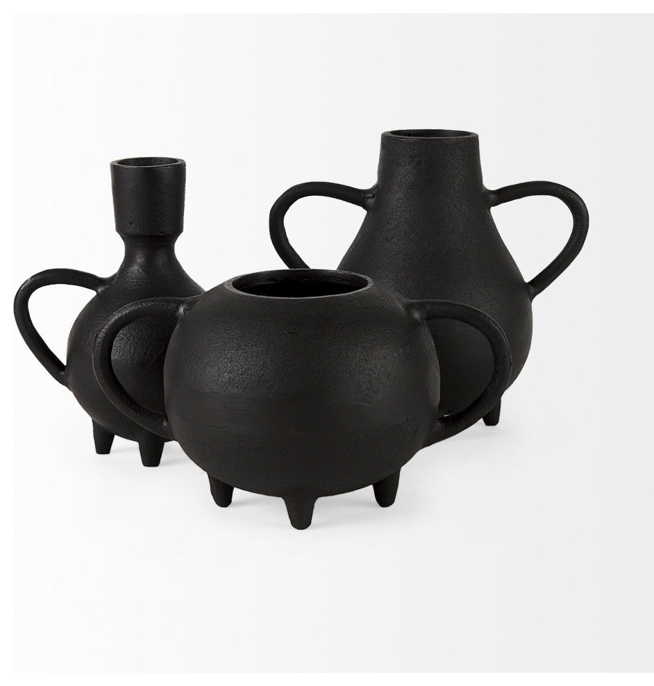 Cyrus 5.1Lx3.9Wx7.5H Black Spherical Vase With Flute Decorative Object