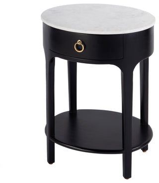 Ellen 18.25" W Oval Marble, Wood 1 Drawer Nightstand