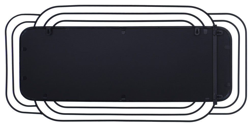 Gemma - Mid-Century Modern Metal Wall Mirror - Matte Black Finish