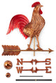 Large Rooster Weathervane Pure Copper Hand Finished Multi-Color Patina