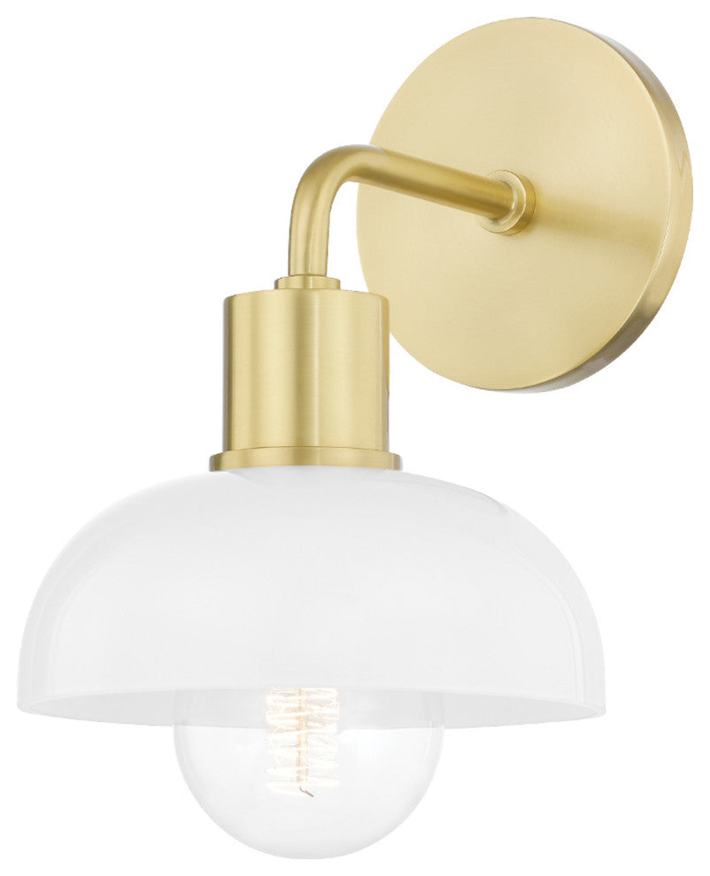 Kyla 1-Light Bath Bracket, Aged Brass Finish, Opal Glossy Glass
