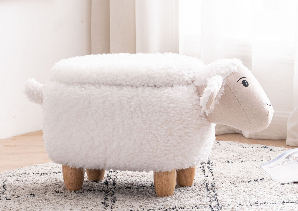White Sheep Storage Ottoman