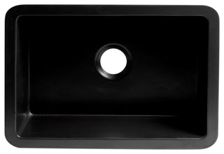 Undermount/Drop Fireclay Prep Sink, Black Matte, 27"x18", Square
