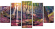 Autumn Morning in Mystical Woods, Landscape Canvas Print, 60"x32", 5 Panels