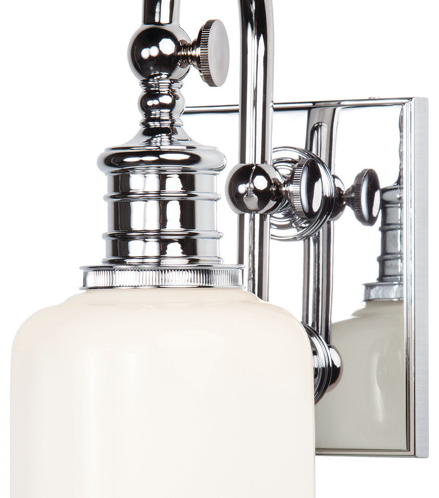 Keswick 1-Light Bath and Vanity With Opal Glossy Glass Shade, Polished Chrome