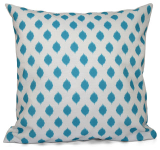 Cop-Ikat Geometric Print Pillow, Turquoise, 16"x16"