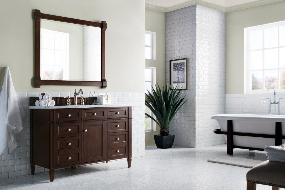 James Martin 650-V48-BNM-3CAR Brittany 48" Single Vanity w/ Carrara Marble Top
