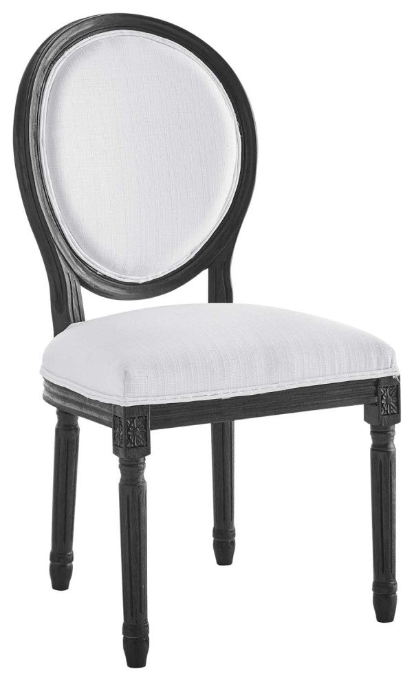 Emanate Vintage French Upholstered Fabric Dining Side Chair Black White -4667
