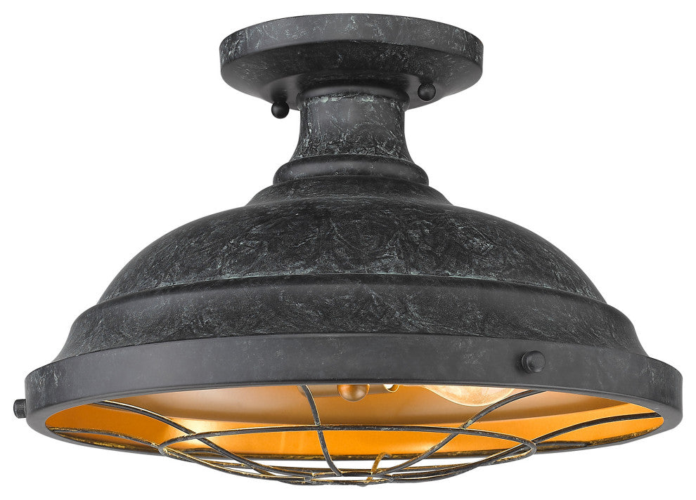 Golden Lighting 7312-SF Bartlett 2 Light 14"W Semi-Flush Ceiling - Black Patina