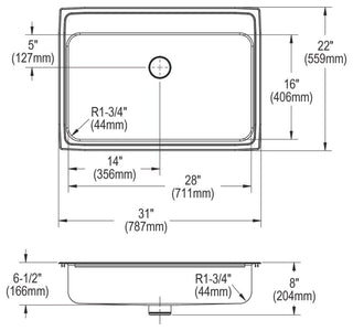 LRAD312265PD4 Lustertone Classic Stainless Steel 31" ADA Sink with Perfect Drain
