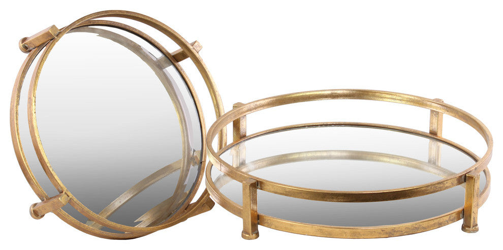 Gold Metal Trays, 2-Piece Set