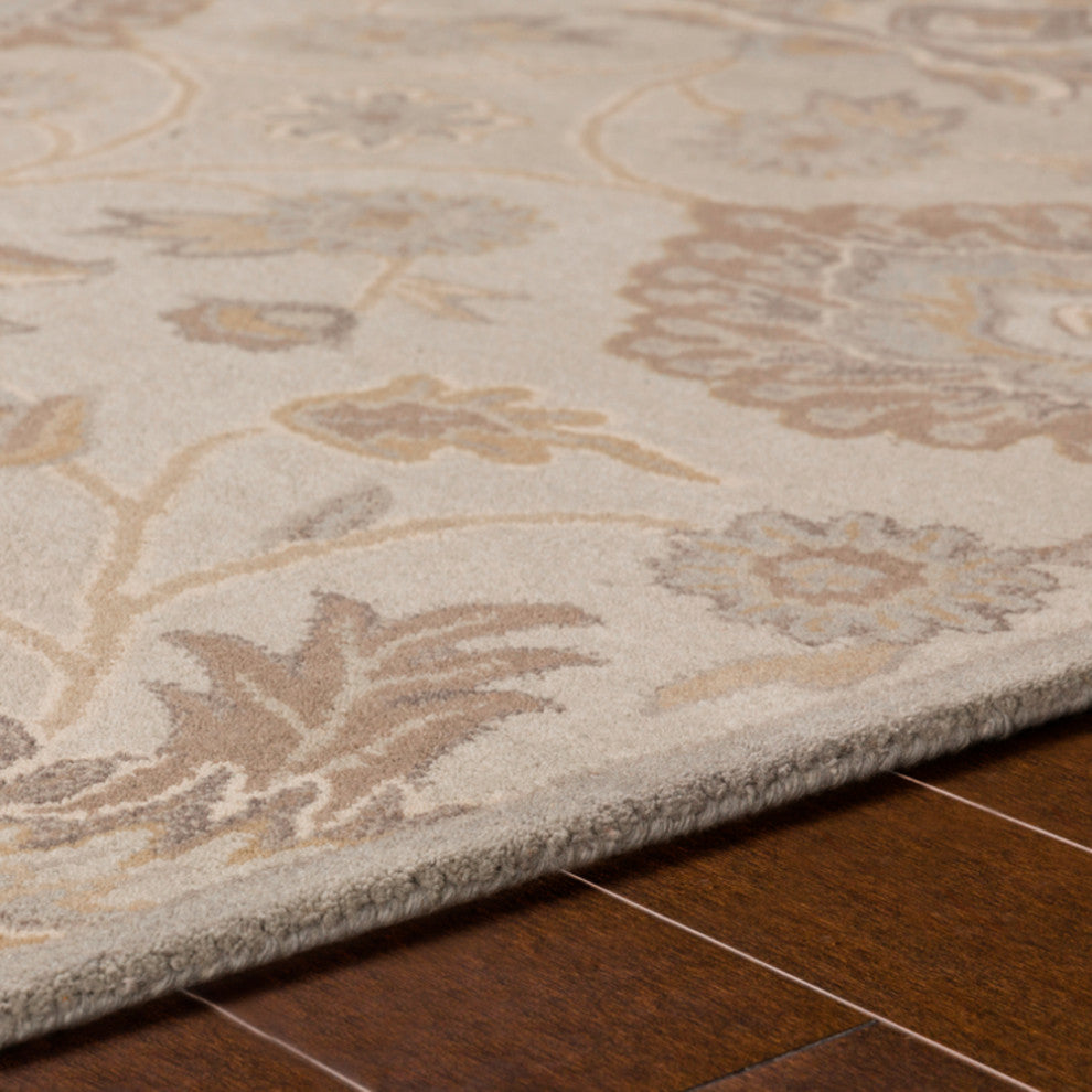 Surya Caesar CAE-1192 Traditional Area Rug, Light Gray, 4' Round
