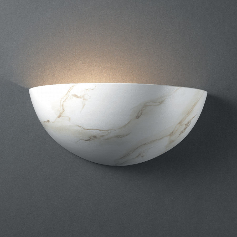 Ambiance Small Quarter Sphere, Wall Sconce, Carrara Marble