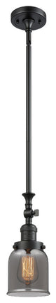 1-Light Small Bell 5" Pendant, Matte Black, Glass: Plated Smoked
