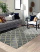Handmade Wool Blue Contemporary Trellis Flatweave Reversible Moroccan Rug, 12'x15'