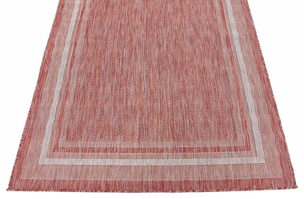 Unique Loom Rust Red Soft Border Outdoor 5' 0 x 8' 0 Area Rug