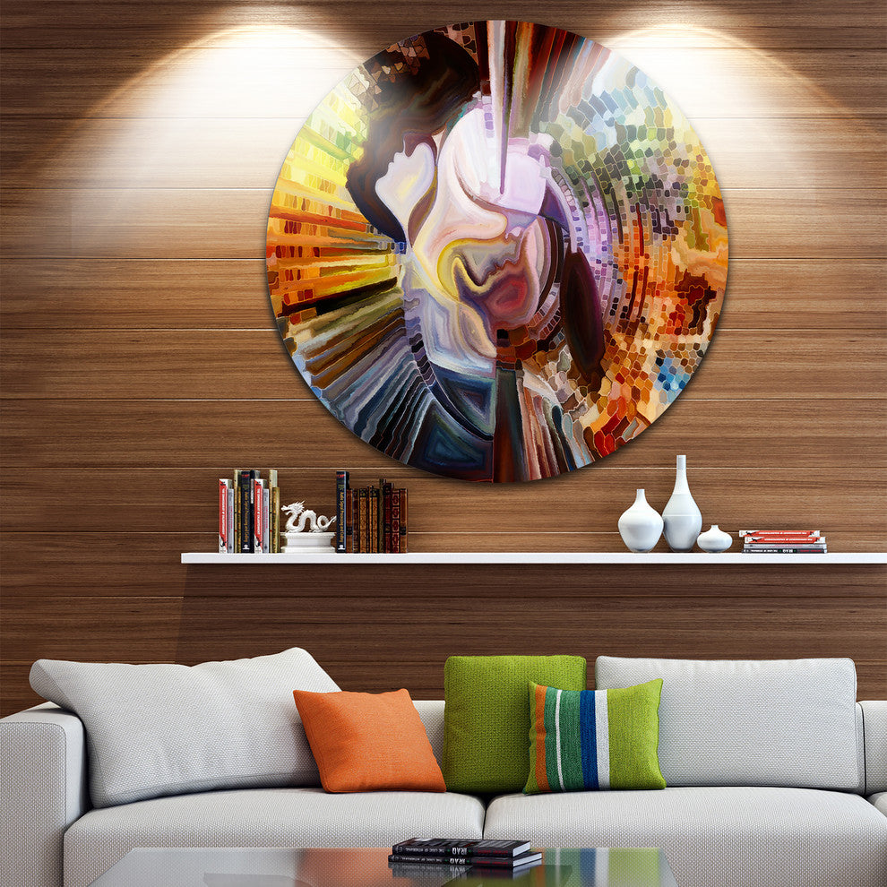 Layers Of Inner Paint, Abstract Disc Metal Artwork, 11"