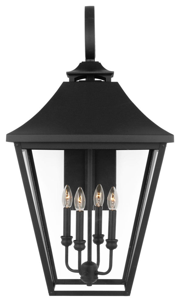 Galena 4-Light Outdoor Exterior Extra Large Lantern Sconce Light, Textured Black