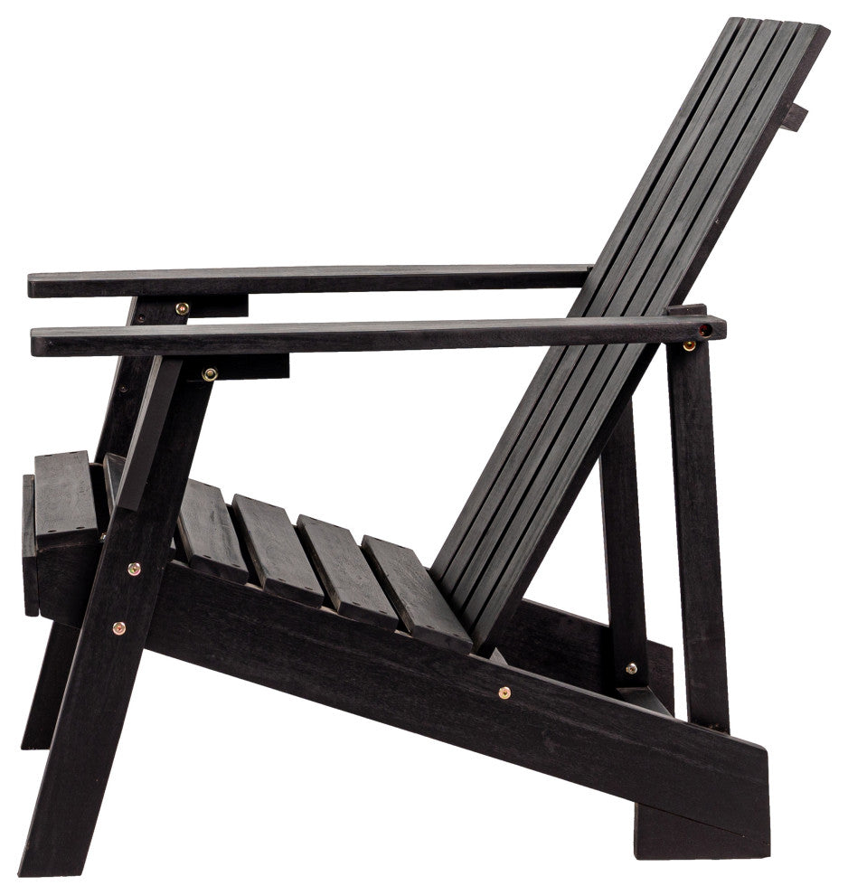 Irving Outdoor Patio Modern Acacia Wood Adirondack Chair, Black