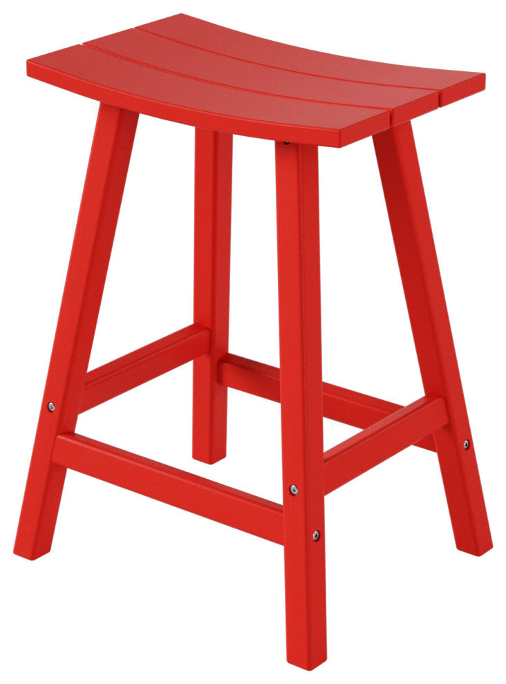 WestinTrends 24" Outdoor Patio Adirondack Plastic Counter Stool, Saddle Seat, Red