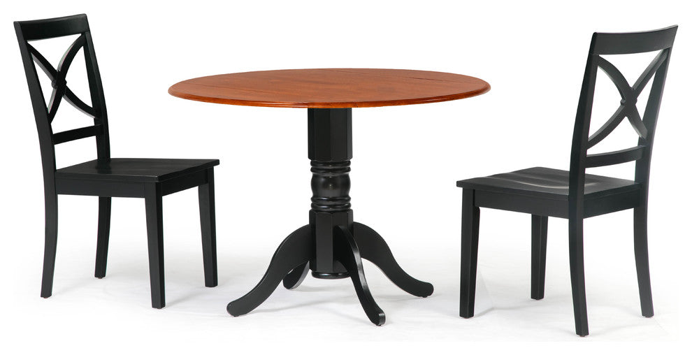 42" Round Dining Room Table Set in Black Cherry Top, 3 Piece
