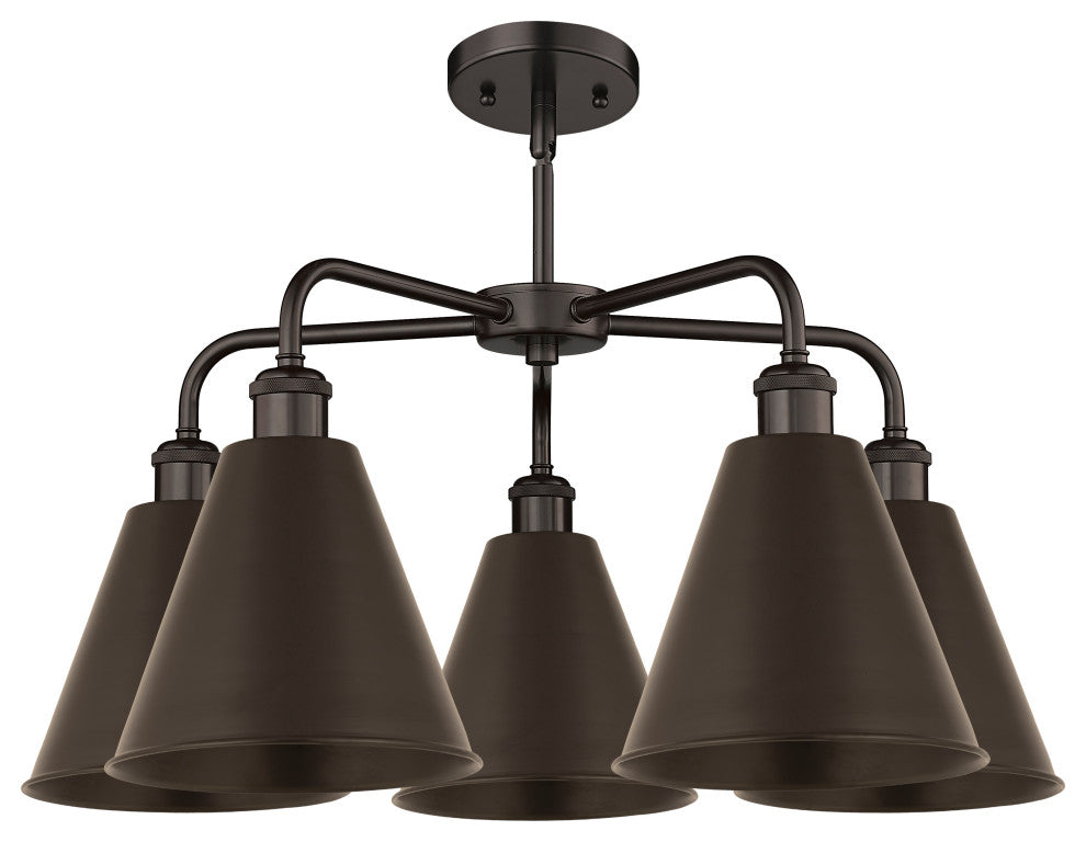 Ballston Cone 5-Light 26" Stem Chandelier, Oil Rubbed Bronze