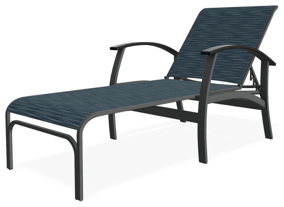 Belle Isle Sling 4-Position Outdoor Chaise Lounge, Nimbus Ocean/Graphite