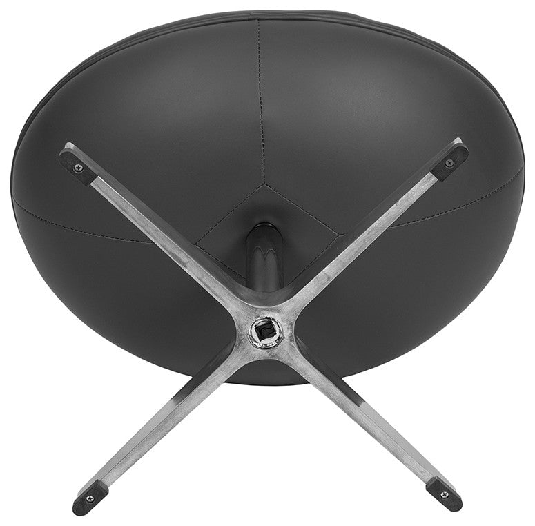 Gray LeatherSoft Saddle Wing Ottoman
