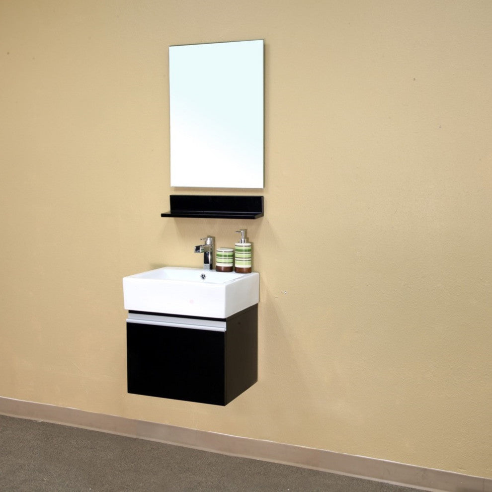 20.5" Single Wall Mount Style Sink Vanity, Wood, Espresso