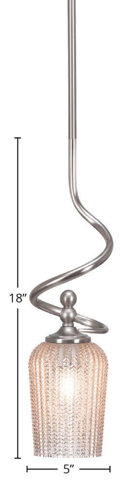 Capri Stem Mini Pendant In Brushed Nickel Finish With 5" Silver Textured Glass