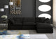 Cozy Velvet Upholstered Comfort L-Shaped Modular Sectional, Black, 4-Piece: 1 Armless Chair, 2 Corner Chair, 1 Ottoman