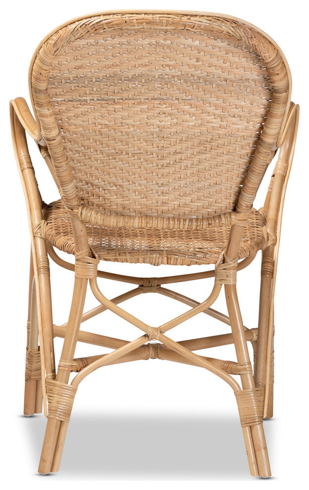 Ledell Modern Bohemian Natural Brown Finished Rattan Dining Chair