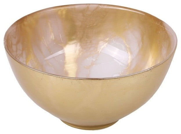 Classic Touch Gold-White Marble Bowl