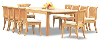 11-Piece Teak Set, 122" Rectangle Table, 10 Giva Chairs, Sunbrella Cushion