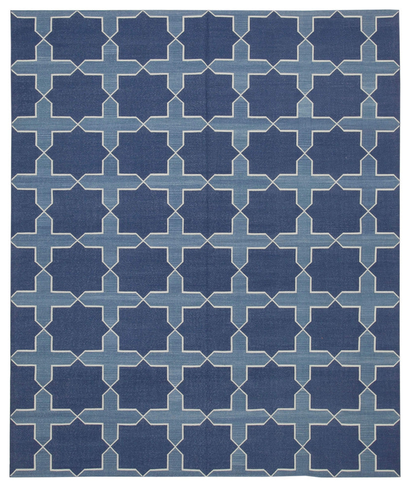 Rug N Carpet - Handmade Wool 8' 2'' x 9' 10'' Flatweave Dhurrie Kilim Rug