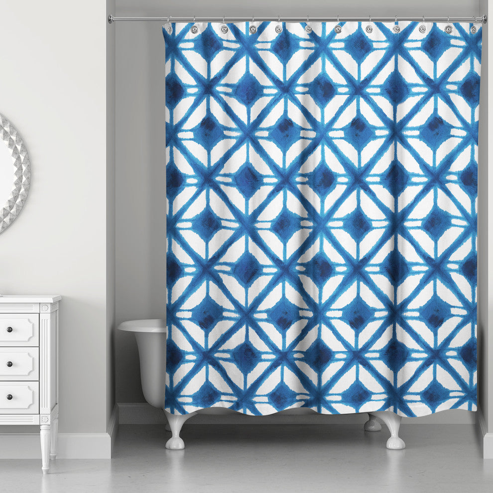 Watercolor Diamond Shower Curtain, Blue