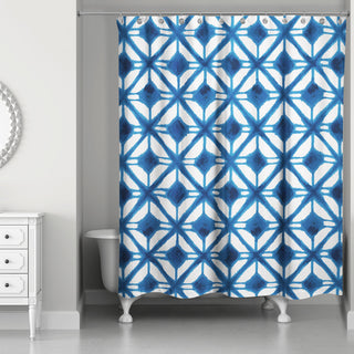 Watercolor Diamond Shower Curtain, Blue