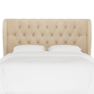 Bradwell Tufted Wingback Headboard, Velvet Pearl, King