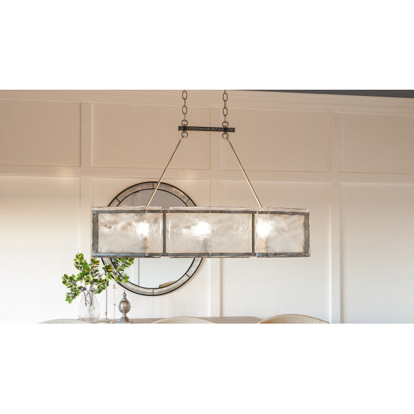 Quoizel FTS638MM Six Light Island Chandelier Fortress Mottled Silver