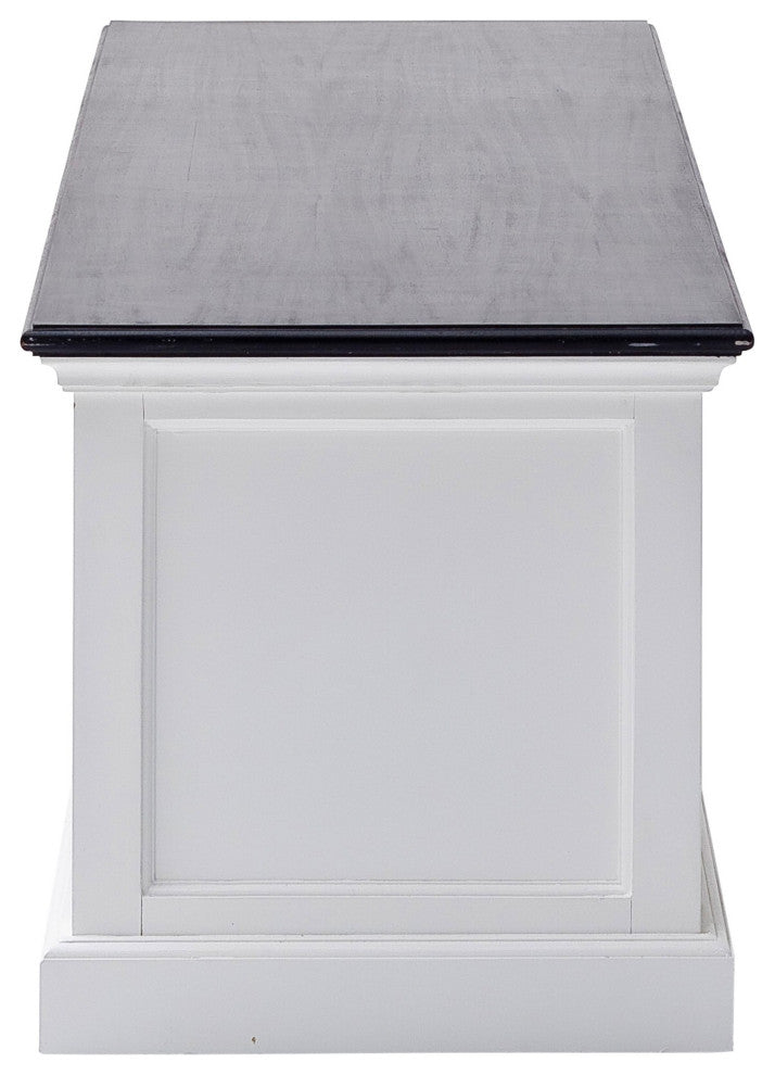 71" Classic White and Black Entertainment Unit With Two Drawers