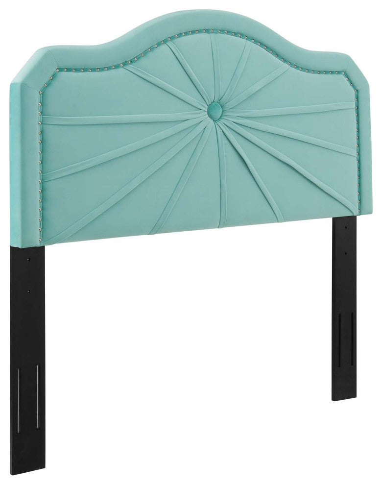 Kristin Pleated Performance Velvet Twin Headboard-Mint