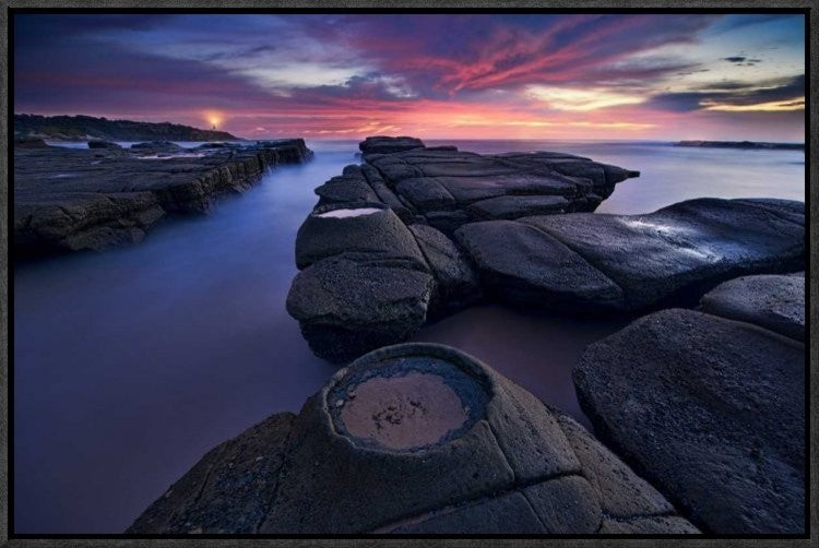 "Lighthouse" Framed Canvas Giclee by Yan Zhang, 23x15"