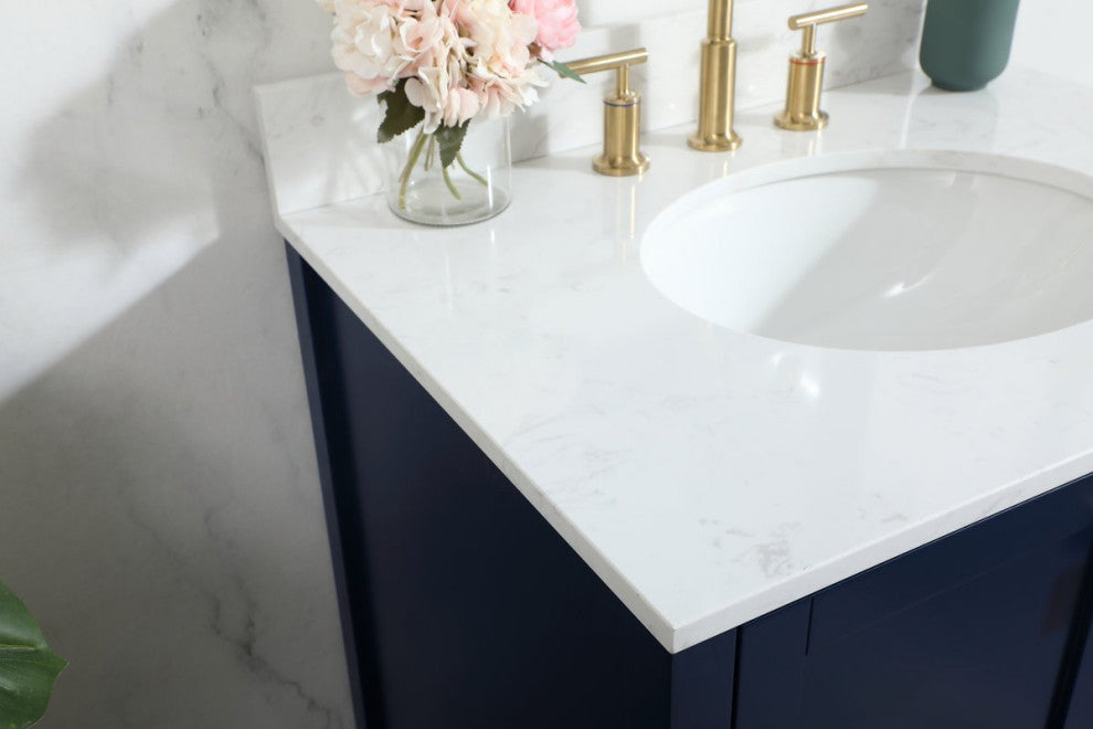 Iris Single Bathroom Vanity, Blue, 30", With Backsplash