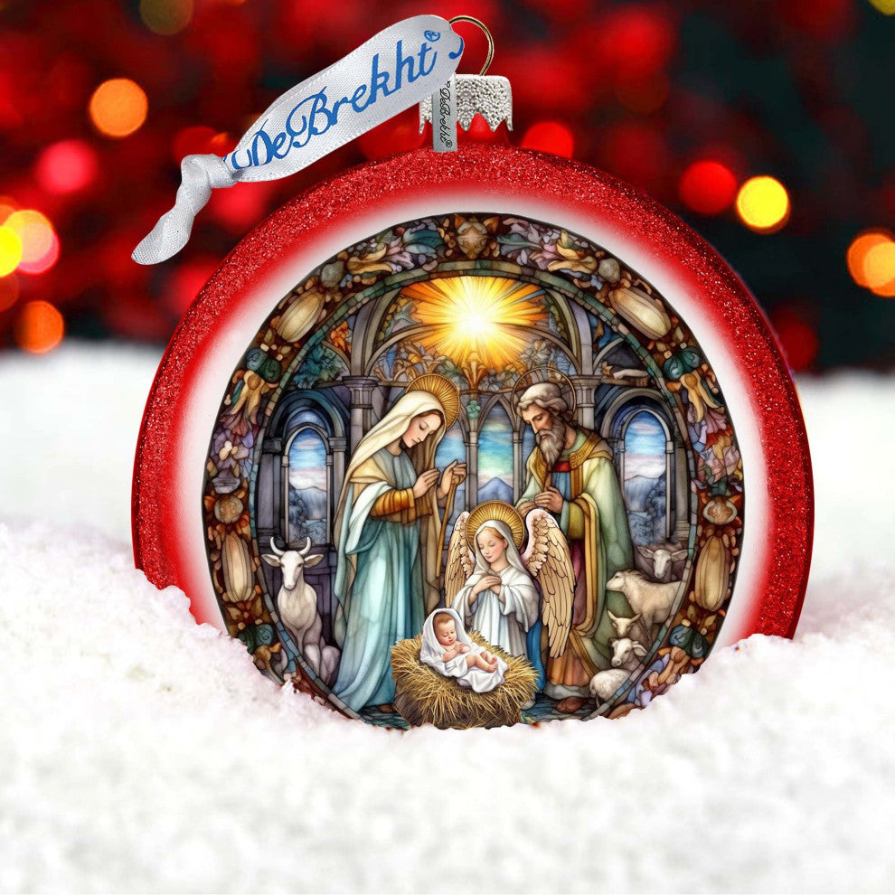 A Guiding Light Nativity Scene Ball Glass Ornament