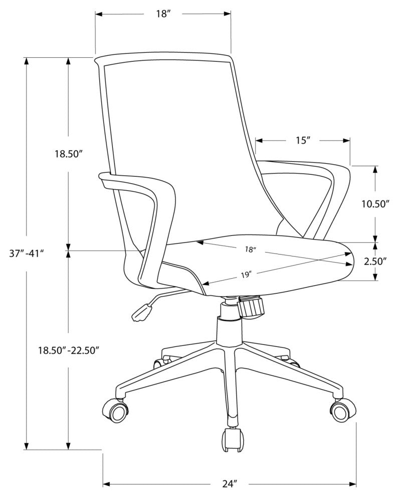 HomeRoots 24" x 22.5" x 78" Black Foam Mdf Metal Multi Position Office Chair