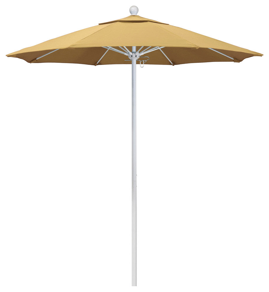 7.5' Fiberglass Umbrella White, Sunbrella, Wheat