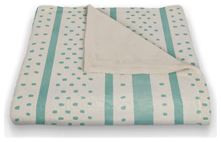 Watercolor Stripes Dots 50x60 Throw Blanket, Teal
